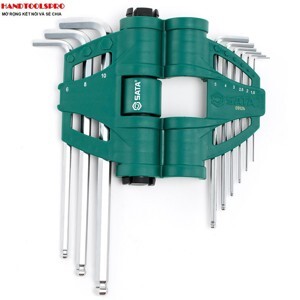 Bộ lục giác đầu bi dài 9 chi tiết Sata 09-124 (Xám bạc)