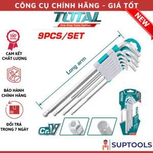 Bộ lục giác đầu bi dài 9 chi tiết Total THT106292, 1.5-10mm