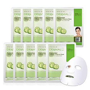 Bộ mặt nạ collagen chiết xuất dưa leo Dermal Cucumber Collagen Essence Mask 10 gói/bộ