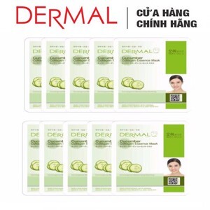 Bộ mặt nạ collagen chiết xuất dưa leo Dermal Cucumber Collagen Essence Mask 10 gói/bộ