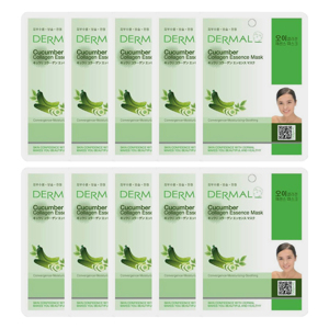 Bộ mặt nạ collagen chiết xuất dưa leo Dermal Cucumber Collagen Essence Mask 10 gói/bộ