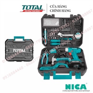 Bộ máy khoan pin và đồ nghề cầm tay 128 chi tiết Total THKTHP11282