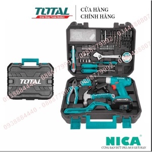 Bộ máy khoan pin và đồ nghề cầm tay 128 chi tiết Total THKTHP11282
