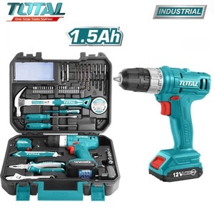 Bộ máy khoan pin và đồ nghề cầm tay 128 chi tiết Total THKTHP11282