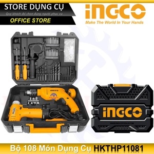 Bộ máy khoan và đồ nghề gia đình 108 chi tiết Ingco HKTHP11081