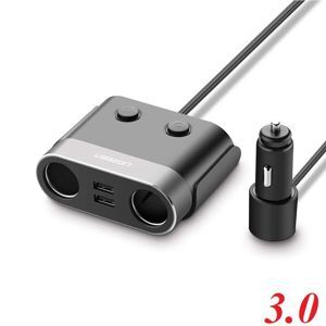 Bộ mở rộng 2 cổng sạc trên xe hơi + 2 cổng sạc USB CD Ugreen 30781 96W 4.8A QC3.0