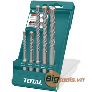 Bộ mũi khoan bê tông đầu gài SDS 5 chi tiết Total TAC190501