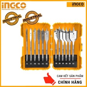 Bộ mũi khoan gỗ đầu dẹp 12 chi tiết Ingco AKDL1201