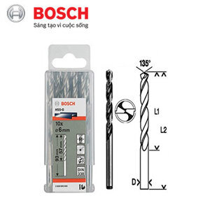 Bộ mũi khoan sắt HSS-G Bocsh 2608595066 - 10 mũi, 6mm