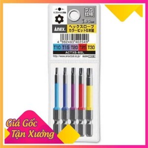 Bộ mũi vít sao lỗ 5 cái Anex ACTX5-65L