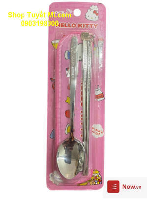 Bộ muỗng và đũa bằng thép không gỉ Hello Kitty Lock&Lock LKT001