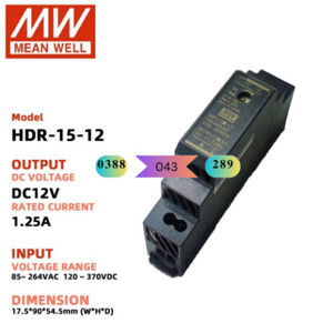 Bộ nguồn Meanwell HDR-15-12 (15W/12V/1.25A)