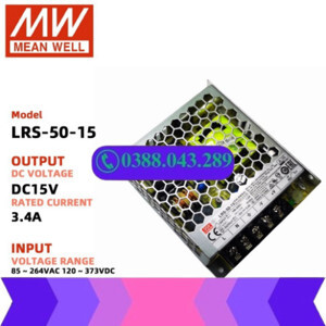 Bộ nguồn Meanwell LRS-50-15 (50W/15V/3.4A)