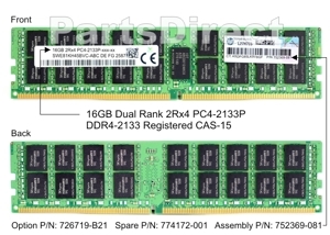 Bộ nhớ Ram HP 16GB 2Rx4 PC4-2133P-R ECC RDIMM 726719-B21