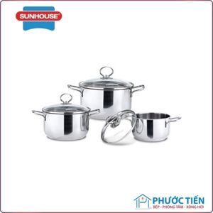 Bộ nồi 3 chiếc Inox đa lớp Sunhouse SH777