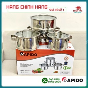 Bộ nồi 3 chiếc kèm xửng hấp Rapido c