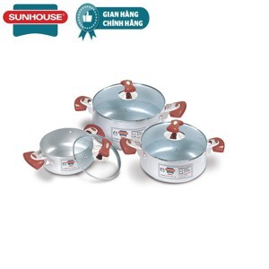 Nồi Sunhouse SH6633-18 (SH 6633 18) - Bộ 3 nồi Anod