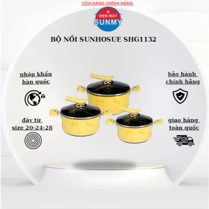 Bộ nồi Anod đáy từ Sunhouse SHG1132 (SHG1131)