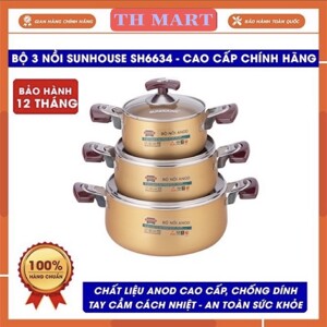 Bộ nồi Anod Sunhouse SH6634