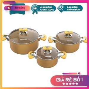 Bộ nồi anod Sunhouse SHG7734M - 3 nồi