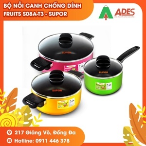 Bộ nồi canh chống dính Supor S08AT3 (S08A-T3) - bộ 3 nồi