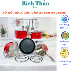 Bộ nồi chảo Arber inox 304 AN05SMD - 4 nồi, 1 chảo