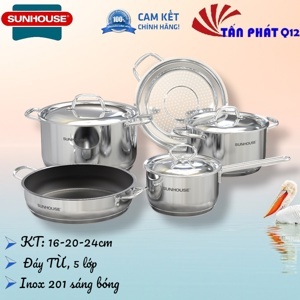 Bộ nồi chảo inox 5 món easy cook Sunhouse SHG996E