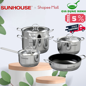 Bộ nồi chảo inox 5 món easy cook Sunhouse SHG996E