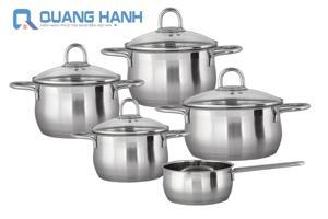 Bộ nồi inox nắp kính ELO Platin 5 chiếc (dùng cho cả bếp từ)