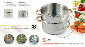 Bộ nồi hấp inox Kangaroo KG872