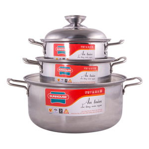 Bộ nồi inox 1 đáy Happy time HPT224