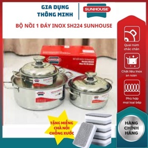 Bộ nồi inox 1 đáy Sunhouse SH224 - 3 nồi