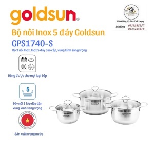 Bộ nồi inox 3 chiếc 5 đáy Goldsun GPS1740-S