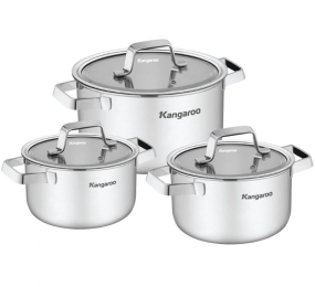 Bộ nồi Inox 3 chiếc size 16/20/24cm Kangaroo KG304IP1