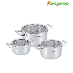 Bộ nồi Inox 3 chiếc size 16/20/24cm Kangaroo KG304IP1