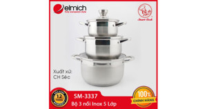 Bộ nồi inox 3 chiếc Smartcook Elmich SM-3337