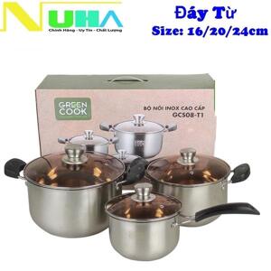 Bộ nồi inox 3 đáy Green Cook GCS08-T1