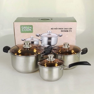 Bộ nồi inox 3 đáy Green Cook GCS08-T1