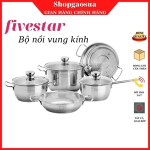 Bộ nồi inox 3 đáy nắp kính Fivestar FSB5002