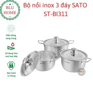 Bộ nồi inox 3 đáy SATO ST-BI313