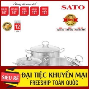 Bộ nồi inox 3 đáy Sato ST-BI322