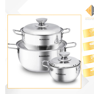 Bộ nồi inox 3 đáy Sunhouse SH335