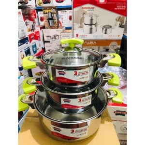 Bộ nồi inox 3 đáy Sunhouse SH336