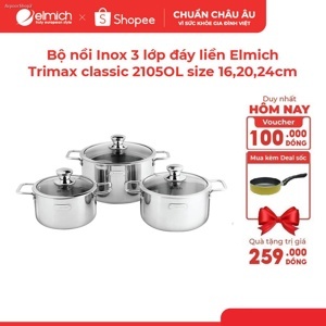 Bộ nồi Inox 3 lớp đáy liền Elmich Trimax classic 2105OL