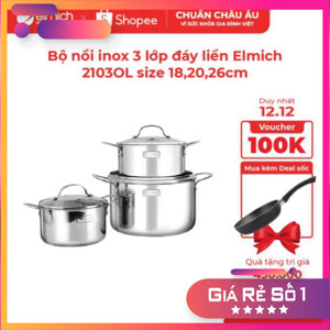 Bộ nồi inox 3 lớp đáy liền Elmich 2103OL