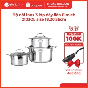 Bộ nồi inox 3 lớp đáy liền Elmich 2103OL