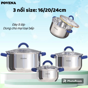 Bộ nồi inox 3 món Povena PVN-C5