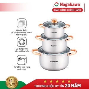 Bộ nồi inox 4 đáy Nagakawa NAG1306