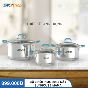 Bộ nồi inox 5 đáy Sunhouse SHG504