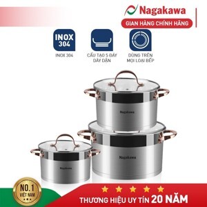 Bộ nồi inox cao cấp 5 đáy Nagakawa NAG1352